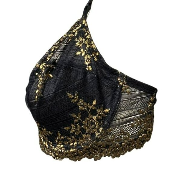 Wacoal Black & Gold Lace Underwire Bra 36DD Sexy Lingerie Floral Sheer 65191 - Picture 4 of 9